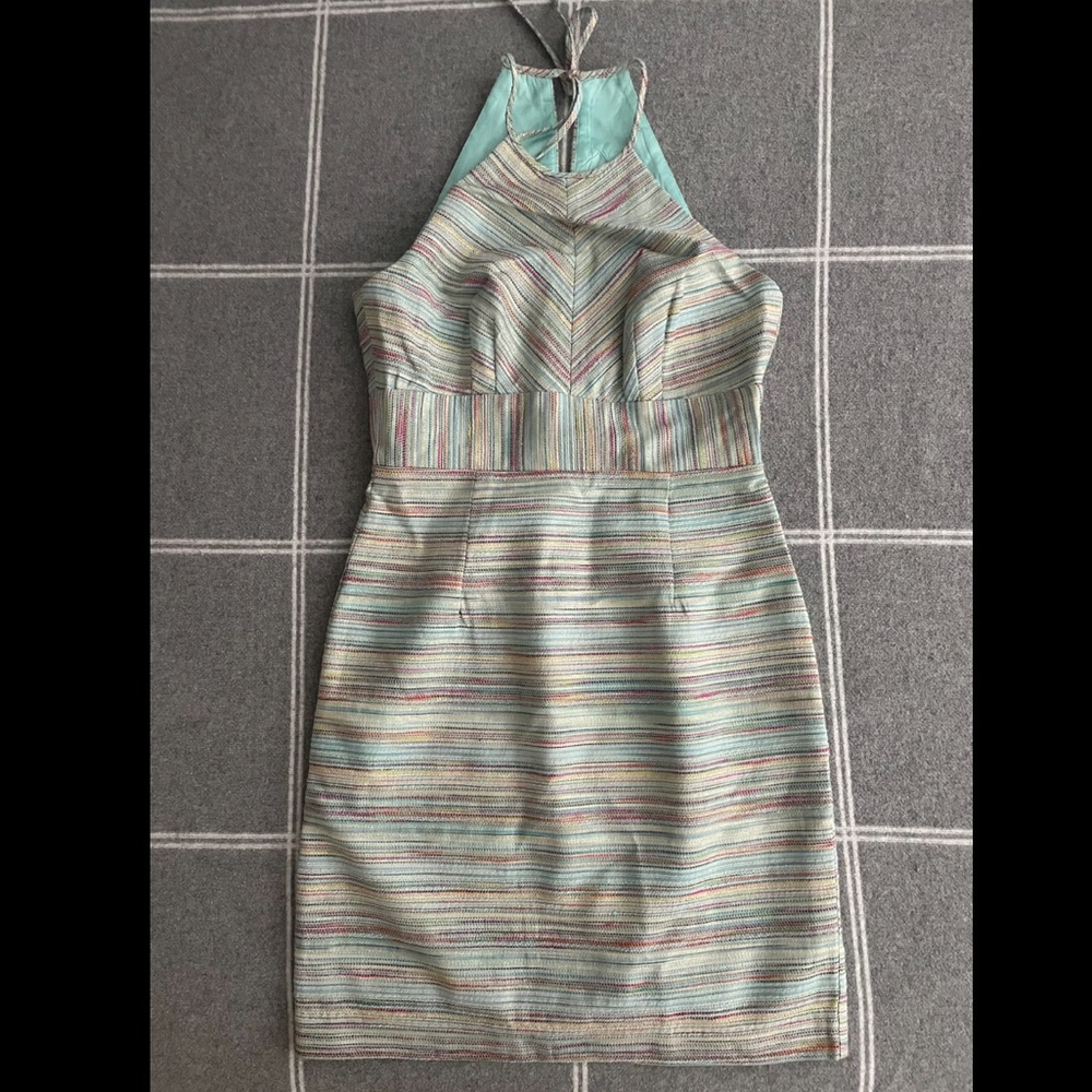 Trina Turk Turquoise cut in shoulder dress NWT